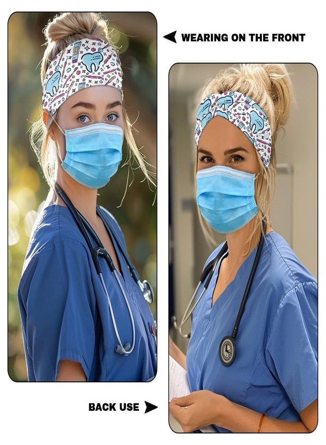 Rnyleeg White Dental Headbands with Buttons for Face Mask Non Slip Ear Protection Holder Reusable Head Band Hair Accessories for Nurses Doctors - Image 3